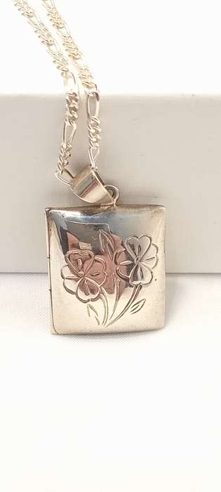 Sterling silver square locket on chain