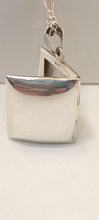 Sterling silver square locket on chain