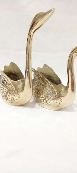 Vintage Elweco brass swans planters