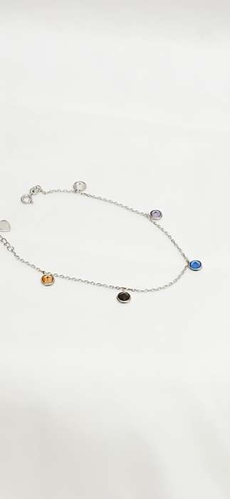 Sterling silver dainty bracelet with simulated stones
