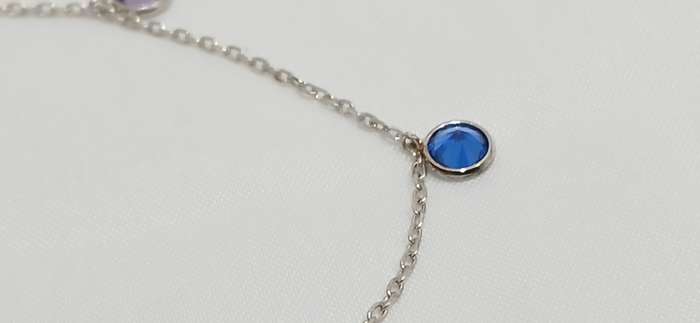 Sterling silver dainty bracelet with simulated stones