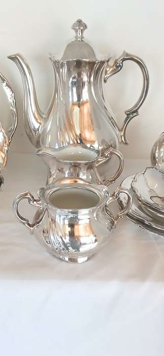 1930s R.W German porcelain with silver overlay teaset