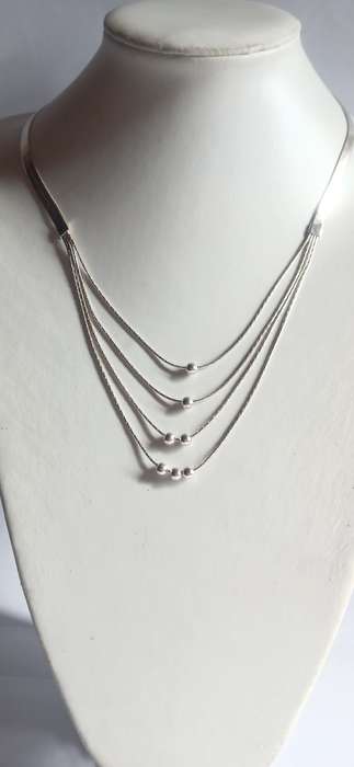 Sterling silver layered ball necklace