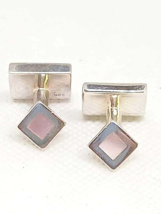 Sterling silver ladies cufflinks with mother of pearl