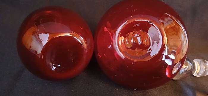 Vintage red hand blown perfume bottles