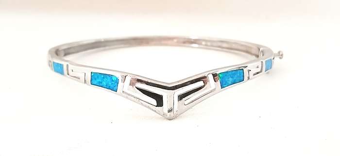 Sterling silver bangle with faux opals