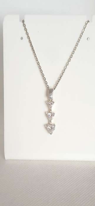 Sterling silver pendant with cubic stones on chain