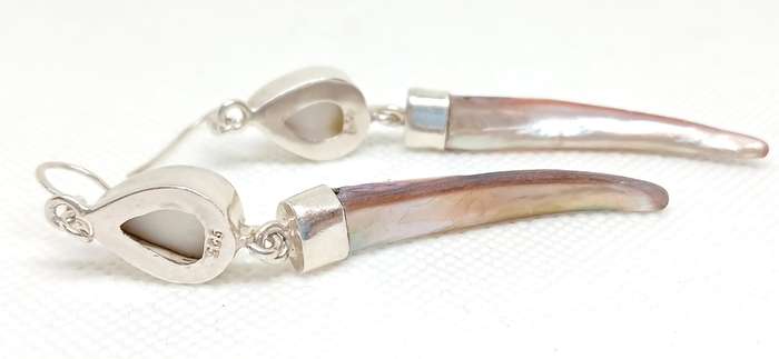 Sterling silver earrings with mop and shell