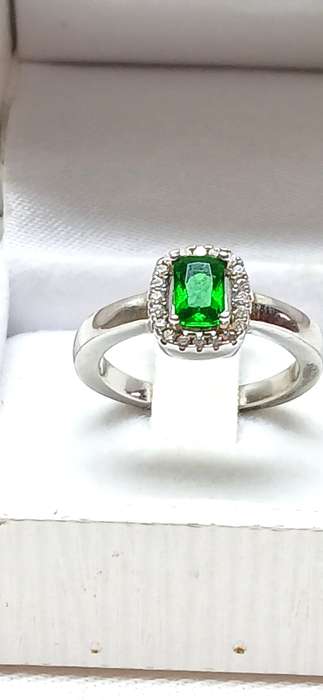 Sterling silver ring with green stone
