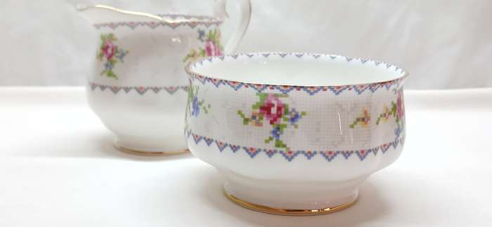1940s Royal Albert 'Petit Point' sugar basin and milk jug