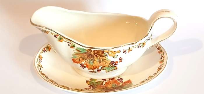 Vintage Grindley gravy boat and plate