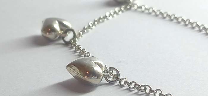 Sterling silver heart charm bracelet