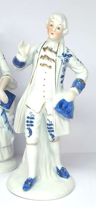 Vintage white and blue porcelain figurines