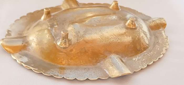 Vintage pair brass ashtrays