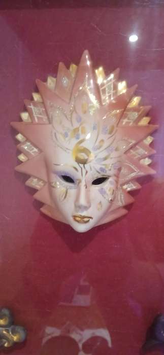 Vintage framed porcelain masks