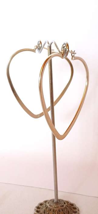 Sterling silver large heart earrings