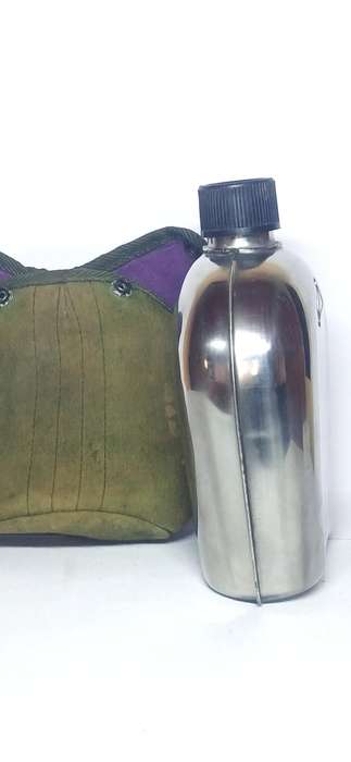 Vintage U.S military metal canteen with cover