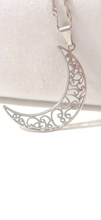 Sterling silver half moon pendant on chain