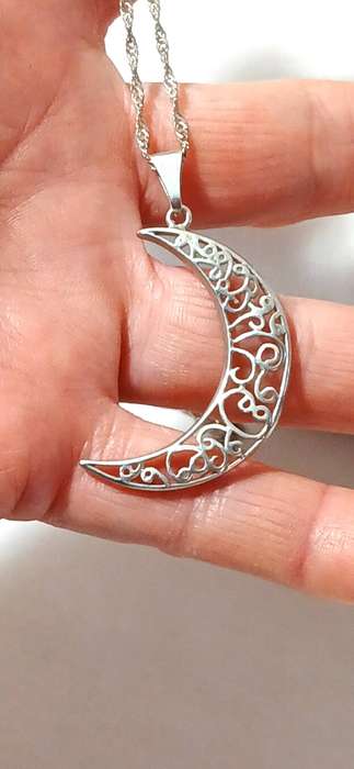 Sterling silver half moon pendant on chain