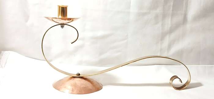 Vintage brass and copper candle holder