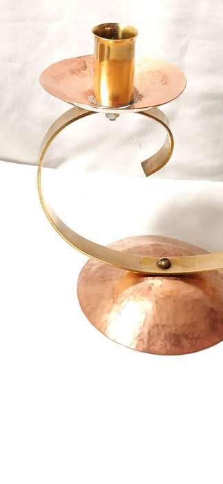 Vintage brass and copper candle holder