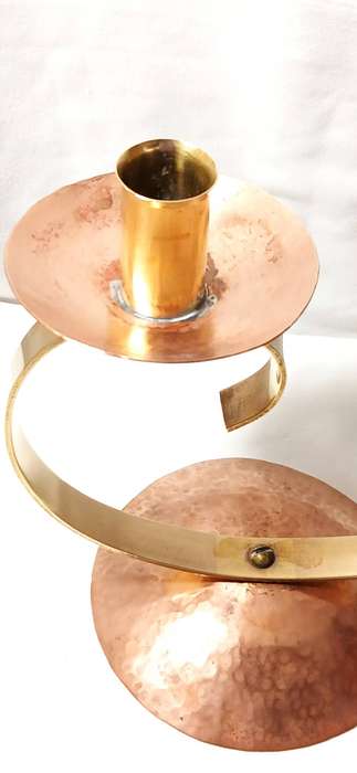Vintage brass and copper candle holder