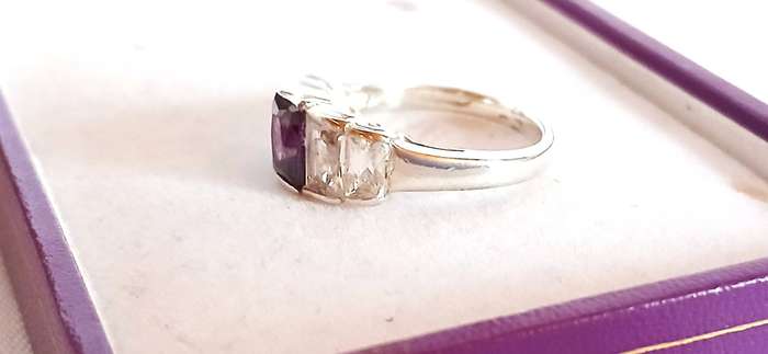Sterling silver ring with cubic stones