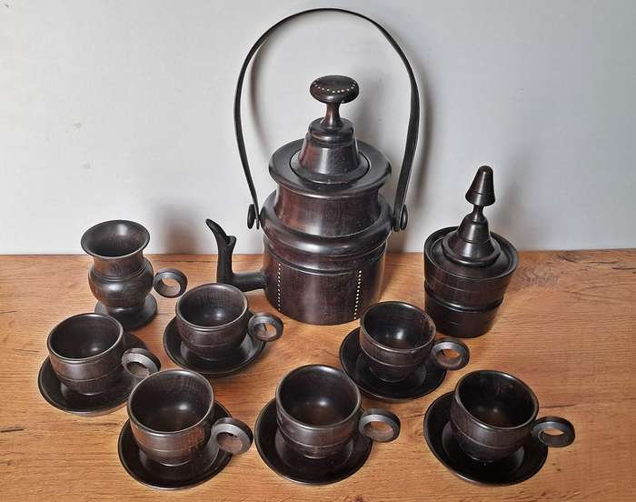 Ebony wood coffee set