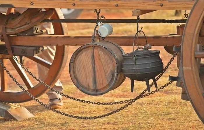 Antique oxwagon water barrel (waterbalie)