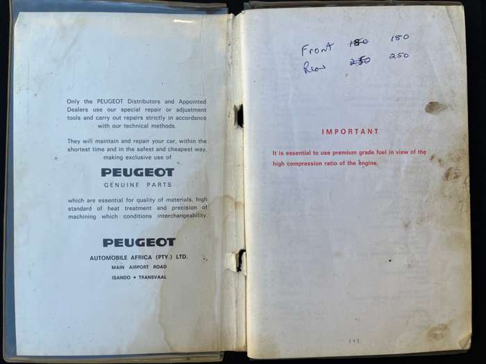 PEUGEOT 404, Station Wagon, Instuction book.