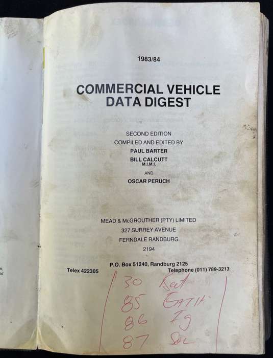 COMMERCIAL VEHICIAL DATA DIGEST 1983/84