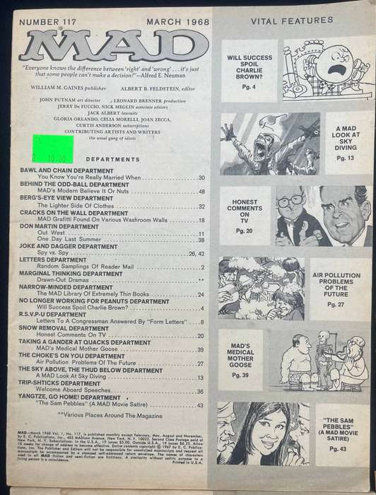 MAD Magazines. NO COVER PAGES.