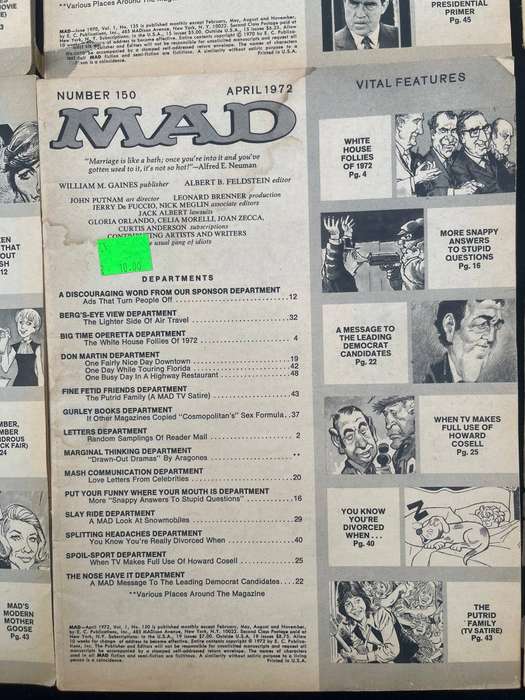 MAD Magazines. NO COVER PAGES.