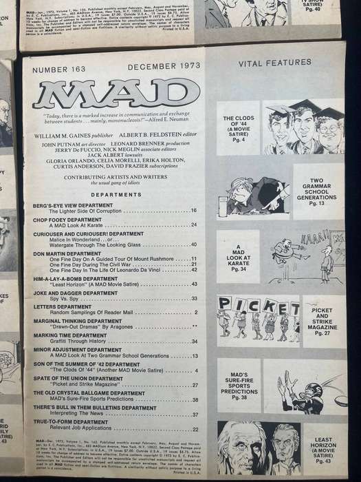 MAD Magazines. NO COVER PAGES.