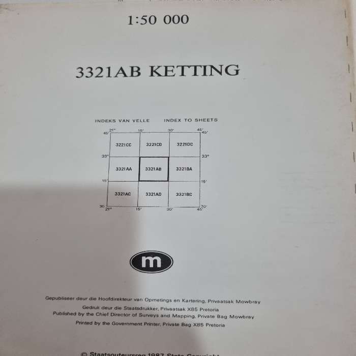 Vintage Ketting Topographical Map - Scale 1:50 000 - 3321AB Ketting