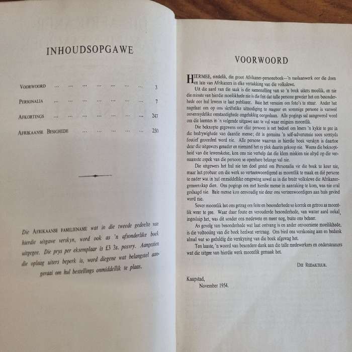 Die Afrikaner Familienaamboek en Personalia - 1955