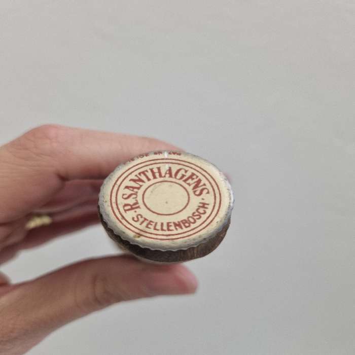 Vintage wooden container with R. Santhagens Stellenbosch lid
