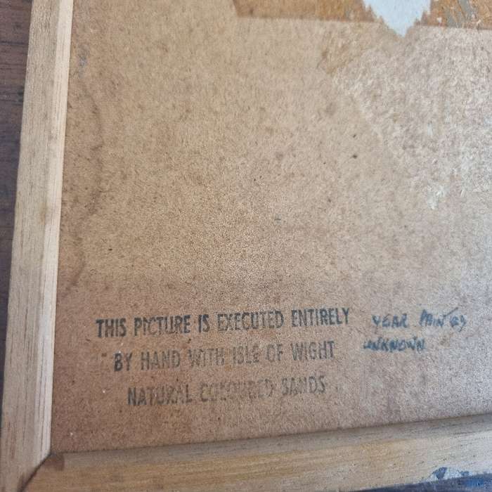 Small Vintage Artwork in wooden frame - 19cm x 14cm - Handmade with Isle of Wight Sands