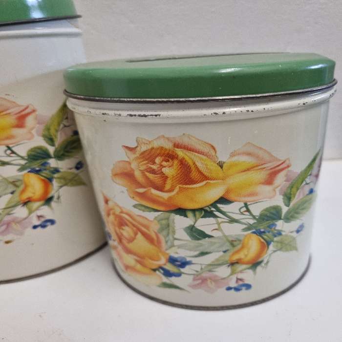 Set of 4 Vintage Goodhope Ware Tins - Floral Detail - Just Beautiful!!