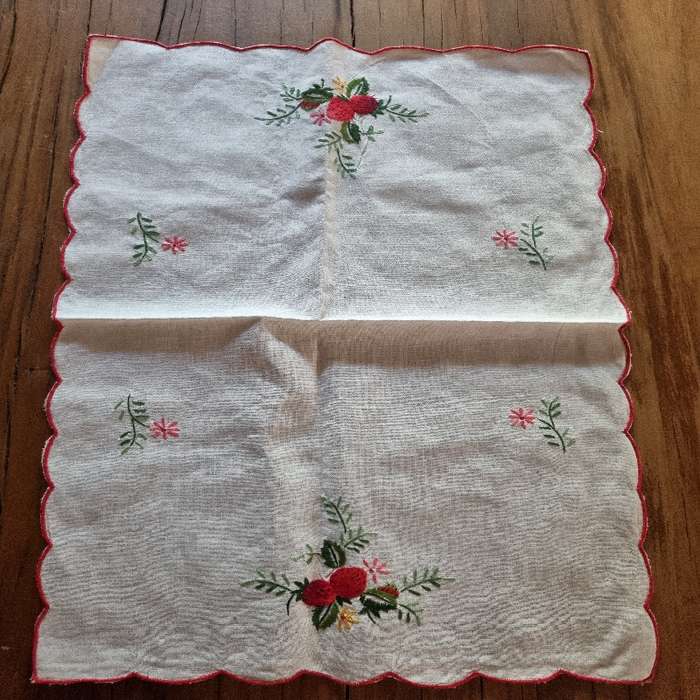 Vintage Embroidered Tea Tray Cloth