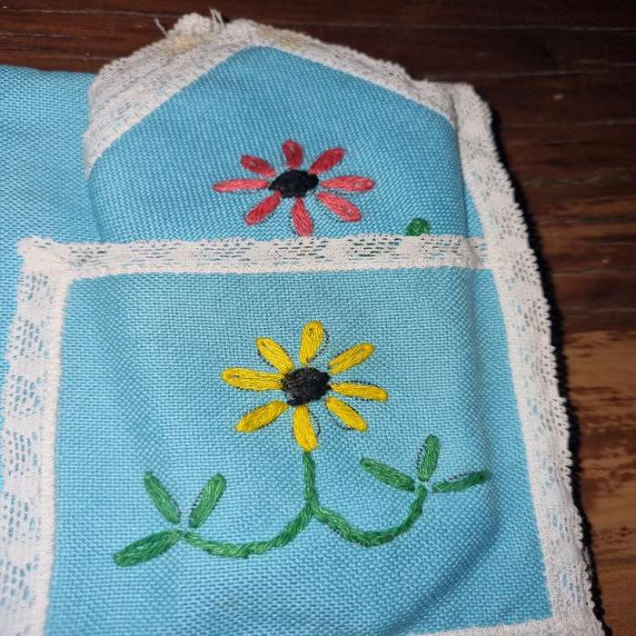 3 x Vintage Hand Crafted Placemats with napkin - Beautiful Vintage Find