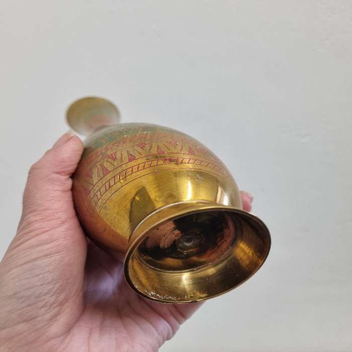 Tall Vintage brass vase with colour - Height - 30cm
