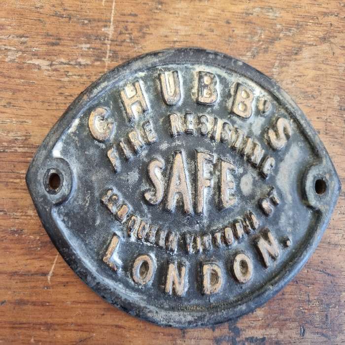 Antique Safe Badge - Cast Iron - Chubb's Fire Resisting Safe - London