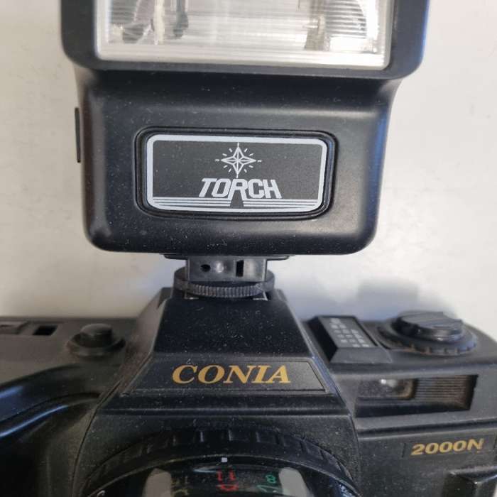 Vintage Conia 2000N Camera with Lens and Flash