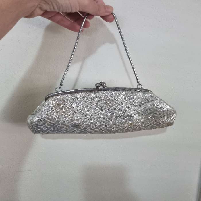Vintage silver evening clutch bag
