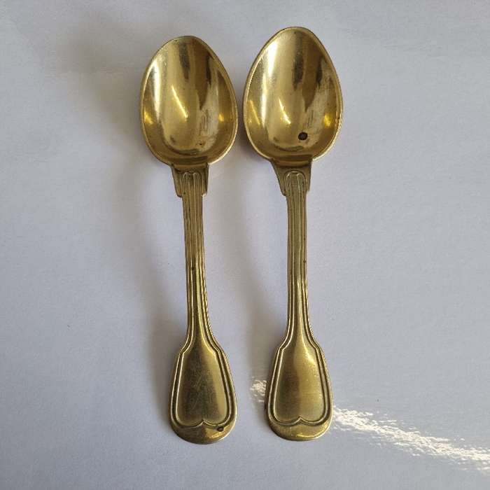 2 x Vintage Gold Coloured teaspoons