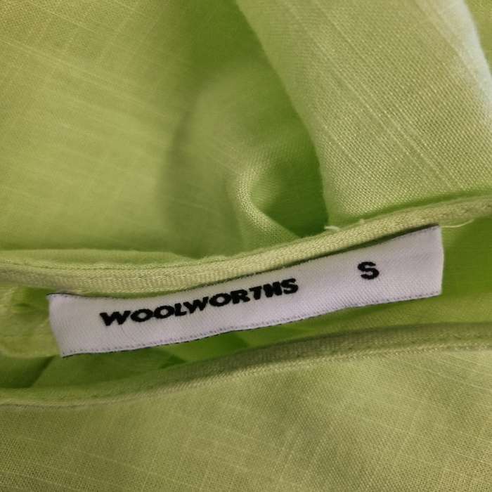 Woolworths Lime Green Shirt with interesting puffy sleeves - Size S