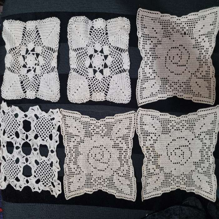 6 x Square Vintage Crochet Doilies