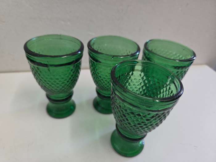 4 x Vintage Small Green Drinking Glasses