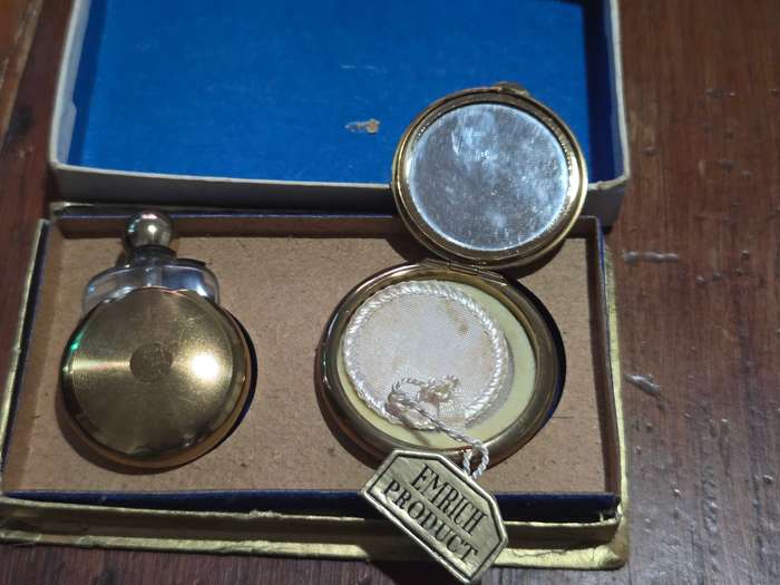 Vintage Emrich Gold Plated Compactum and Perfume bottle set - Emrich Product